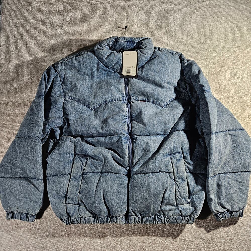 Levi Strauss Down Puffer Jacket Mens Medium Blue NWT Feather Filled